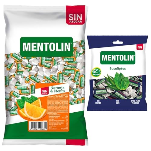 Mentolín caramelos garganta naranja s/a bolsa 1kg y de regalo eucaliptus s/a bolsa 50g
