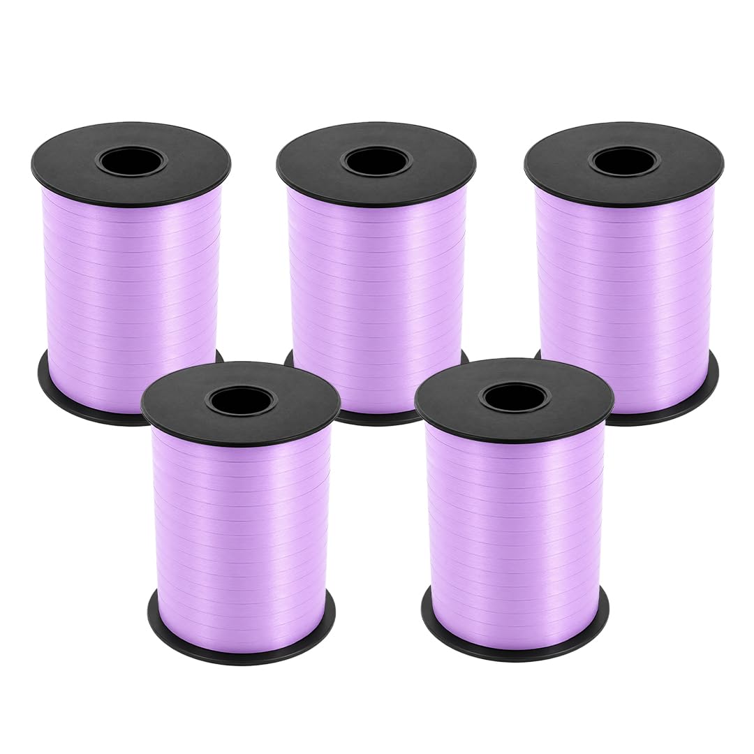 Lilac Curling Ribbon 91.4m (100 Yards) - Pack of 5 Reels - 5mm Balloon Ribbon for Gift Wrapping, Balloon Decorating, Present Bows, Party Decorations, Floristry & Crafts