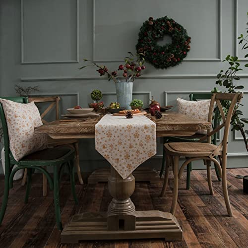 Chemin de table Noël lavable en lin et coton pour protéger et décorer la table