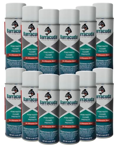 Barracuda™ Triple Action Lubricant - Rust Remover and Rustproofer, Metal Corrosion Reducer & Cleaner, Frees Seized Fasteners & Bolts, Door Hinge & Lock Lubricant Spray (11 oz, Pack of 12), No PTFE