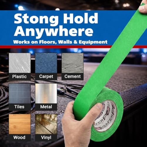 Image of Green Screen Tape - Chroma Key Gaffer Tape for Photography, Video & Film - Non-Reflective Matte Finish, Residue-Free Removal, Strong Hold for Studio, Lighting & Background Setup (Green)