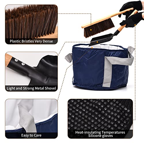 Hyqixun Fireplace Ash Shovel And Hearth Brush Set, Fireplace Shovel And Brush Tools, Hand Broom And Silicone Gloves Fire Pit Accessories For Fireplace Stove Hearth Tidy Set #TOP2