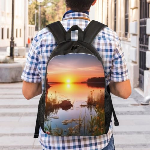 Mochila para senderismo unisex con paisaje al atardecer impermeable miniatura 7