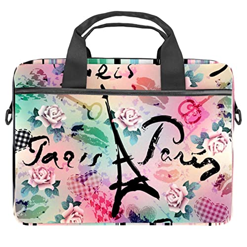 Sac ordinateur portable 13 pouces à motif Tour Eiffel Rose pour étudiante et bureau
