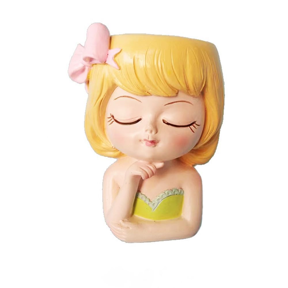 S.A.V.I 1 Pc Cute Yellow Flower Fairy Girl Planter Pot - Small 10x7x7cm Resin Desktop Decoration | Fairy Garden Miniature | Office Desk Flower Pot | Succulent & Plant Holder | Home Decor (B0DHH3QKJR) Amazon Price History, Amazon Price Tracker
