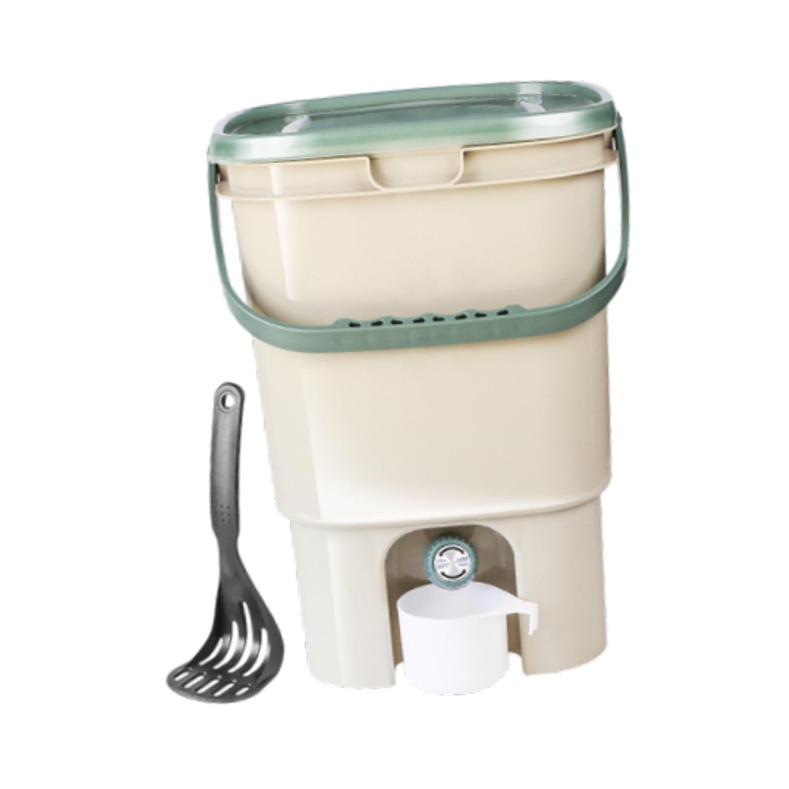 ????? 21L Kitchen Compost Bin with Lid Compost Bucket Food Waste Bucket for Indoor Outdoor Backyard, Green