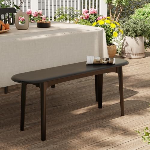 Image of DONGMUWUEJEE 39 inch Solid Wood Small Dining Bench, Entryway Bench, Black
