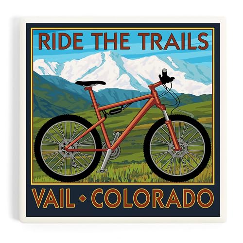 Vail Ride The Trails Mountain Bike Cork Coaster