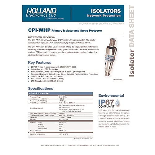 Isolator, RF Ground Loop w/Surge Protection 5-1002MHZ - Thumbnail 3