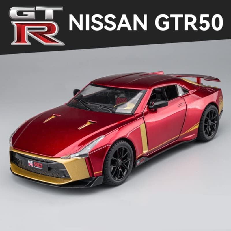 Image of SPITEN Nissan Gtr-50 Exclusive Alloy Metal Pull Back Die-Cast Car Scale Model With Sound Light Mini Auto Toy For Kids Metal Model Toy Car With Sound And Light 1:24 Scale, Multicolor
