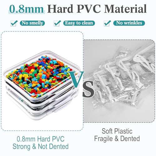 Sanwuta 4 Pcs Clear Hard Zipper Case with Handle Office Storage Cases Hard Plastic Pouches Transparent Bins for Toys, Snacks, Cosmetics, Building Blocks, Puzzles(13.8 x 11.8 x 2 Inches,White)4