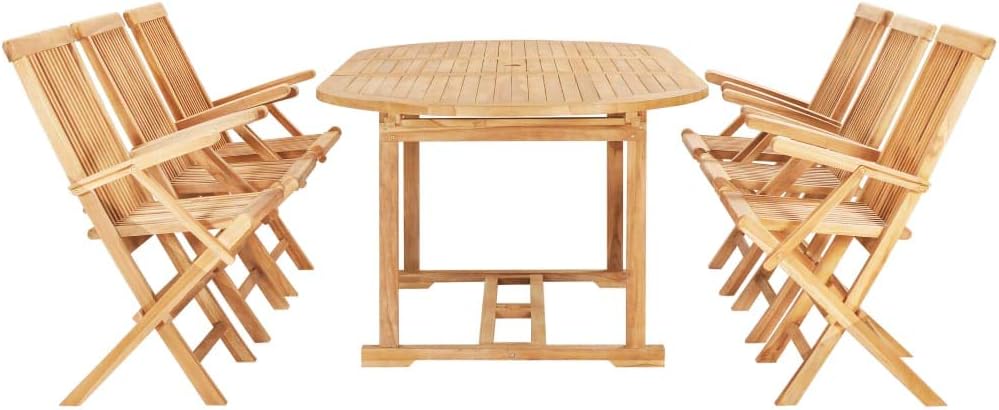 Teak outdoor dining set with rectangle table
