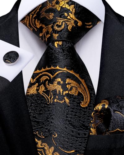 Image of DiBanGu Mens Zipper Ties Silk Adjustable Necktie Pocket Square