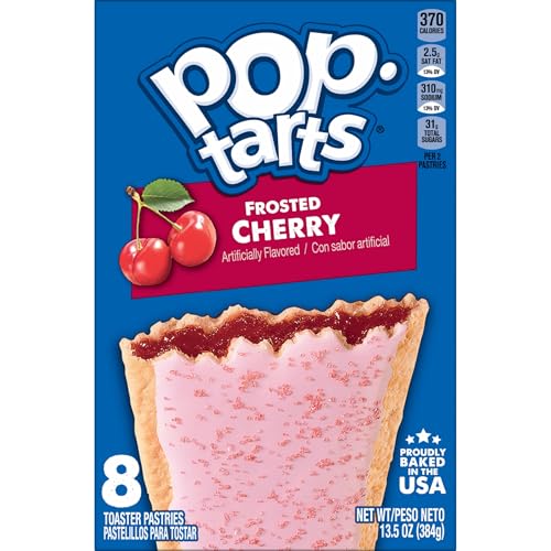 Pop-Tarts Toaster Pastries, Breakfast Food and Kids Snacks, Frosted Cherry, 10.15lb Case (96 Count)