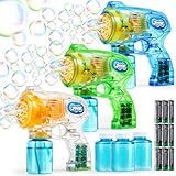 JOYIN 3 Pistolet à Bulles Machine à Bulles Savon Automatique avec 3 Solutions de Bulles pour Enfants, Machine à Bulles pour des Fêtes, Jouet d'été, Activité extérieure et intérieure, Pâques