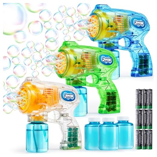 JOYIN 3 Bubble Guns Blaster Kit Automatic Bubble Maker Blower Machine with 3 Bubble Solutions for Kids, Bubble Blower for Bubble Party Favors, Summer Toy, Birthday, Outdoor & Indoor Activity, Easter