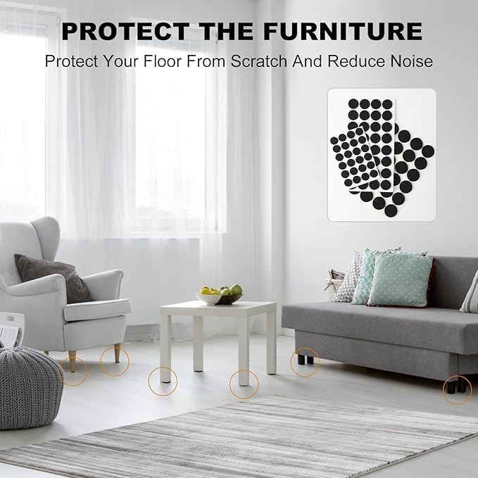 MR. DIY Crafts 8 Pcs, Round Self-Adhesive Felt EVA Furniture Pads, Black, Floor Protectors, (8, Pcs, Black, 4x4 cm)