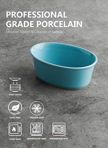 image for Sweese 506.003 Porcelain Ramekins 6 Ounce Souffle Dishes, Oval Ramekin
