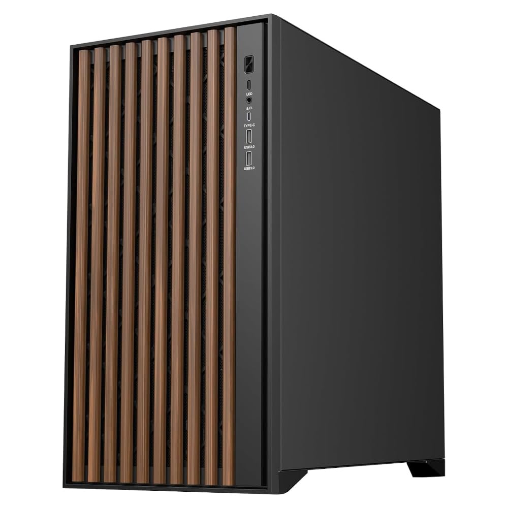 Caja PC SOBREMESA Wood Madera SLIMBOOK | ATX/Micro-ATX/ITX | Lateral Cristal Templado | USB Frontal | Negra