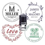 JONZIN Stempel Personalisiert,5 Zeilige Selbstfärbender Stempel mit Adresse Datum Name Text,Ideal für Privat Geschäftskorrespondenz (Runden)