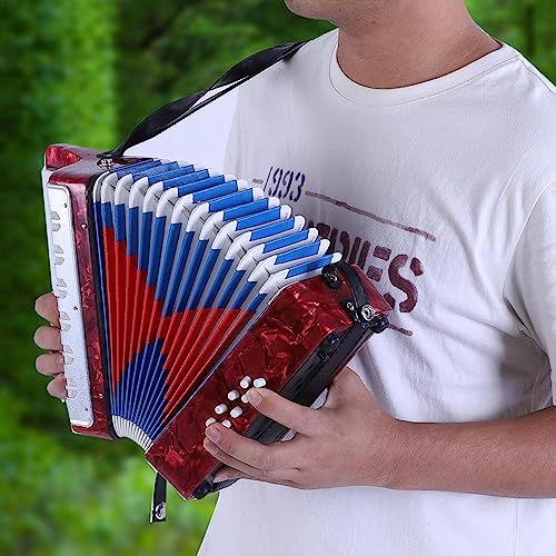 Odorkle 17 Key 8 Bass Concertina ABS with Celluloid Decor Musical Instrument for Beginners Lightweight with Adjustable Strap (Red) - Thumbnail 7