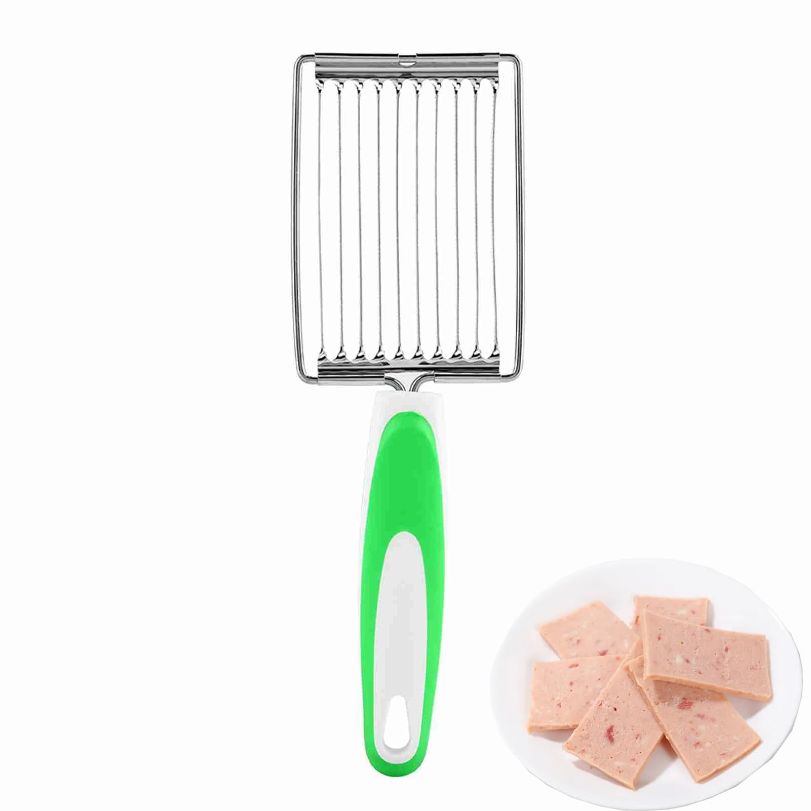 Spam Slicers 10 Slices, Egg Cutter, Soft Cheese Slicer (Green)