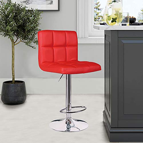 Adjustable Counter Height Bar Stools, Set Of 2 Kitchen Stools Chairs For Bar Modern Pu Leather Swivel Stool Bar Chairs With Back (Red, 1) #TOP3