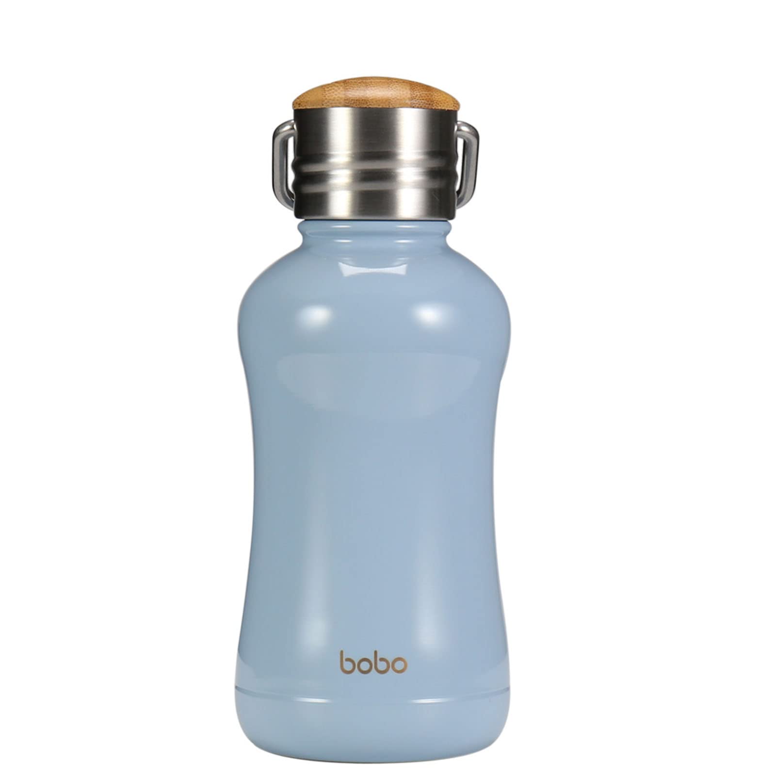 YOHKOH Insulated Water Bottle With Swivel Bamboo Lid - Stainless Steel Vacuum Thermos Bottle For 24 Hours Cold & 12 Hours Hot, Reusable Metal Sports Water Bottle Leak-proof BPA-Free (8.8oz,Blue)