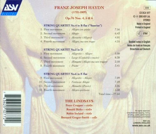 Haydn: String Quartets Op.76 Nos. 4, 5, & 6