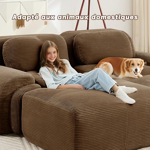 Sofá modular con base antideslizante y pana comprimida de alta densidad 7