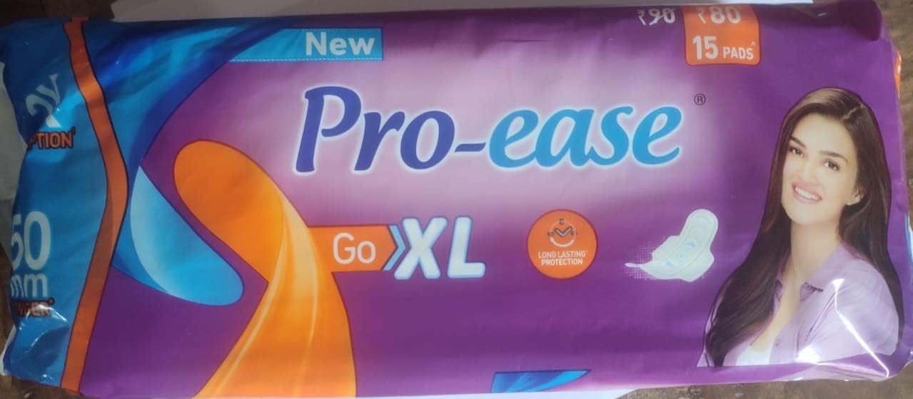 Pro Ease Go XL Long Sanitary Pad (XL) - 15 Sanitary Pads |Long Lasting Protection |Pack Of- (4)