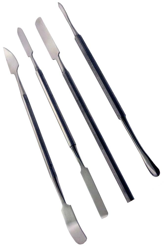 JEWEL TOOL 4 Piece Stainless Steel Spatula Set | 7 Unique Tips | Textured Grip | 6