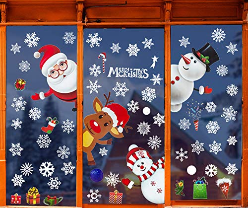 LYworld Pegatina de Navidad DIY Decoración de la Ventana Extraíble Copo de Nieve Navidad Decoración de Ventana Monigote de Nieve Santa Claus