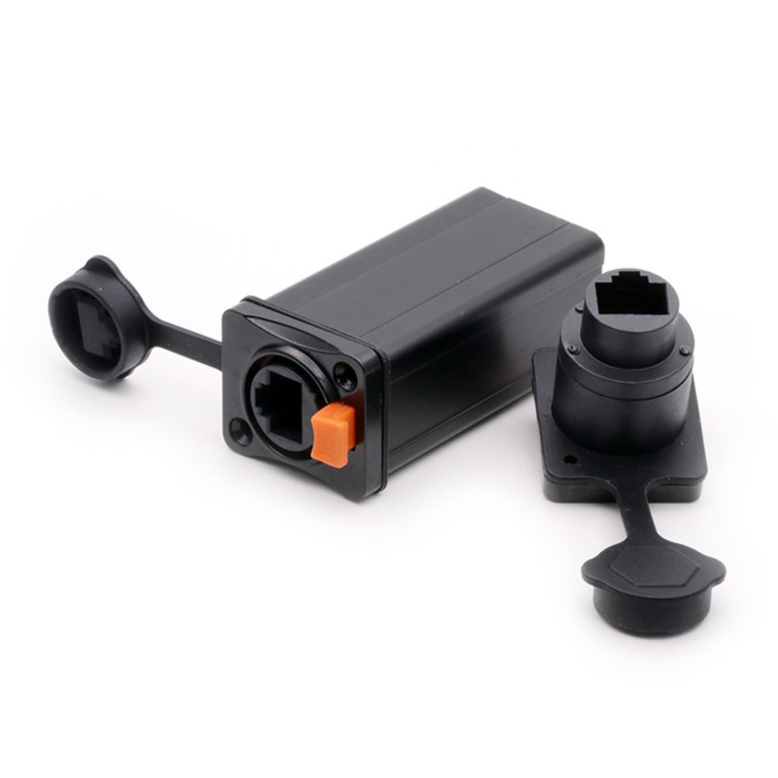 10 szt. RJ45 żeńskie złącze Ethernet, obudowa elektroniczna RJ45, adapter do montażu panelowego, konwerter (10 x tworzywo sztuczne, 65 mm)