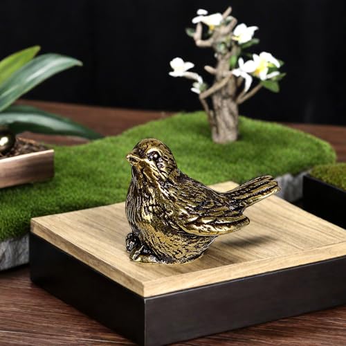 Estatua pequeña de pájaro de bronce dorado retro miniatura 7