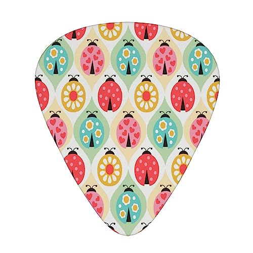 てんとう虫の漫画 ギターピック Guitar Pick 12枚セット ティアドロップ型 エレキギター/アコースティックギター/クラシックギター/ベース等の練習に最適な12枚セット