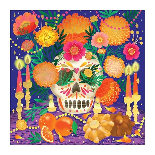 Rompecabezas Galison Ofrenda del Día de Muertos, 500 piezas con acabado metalizado para adultos, ilustrado por Marisol Ortega, tamaño final 20" x 20" miniatura 2