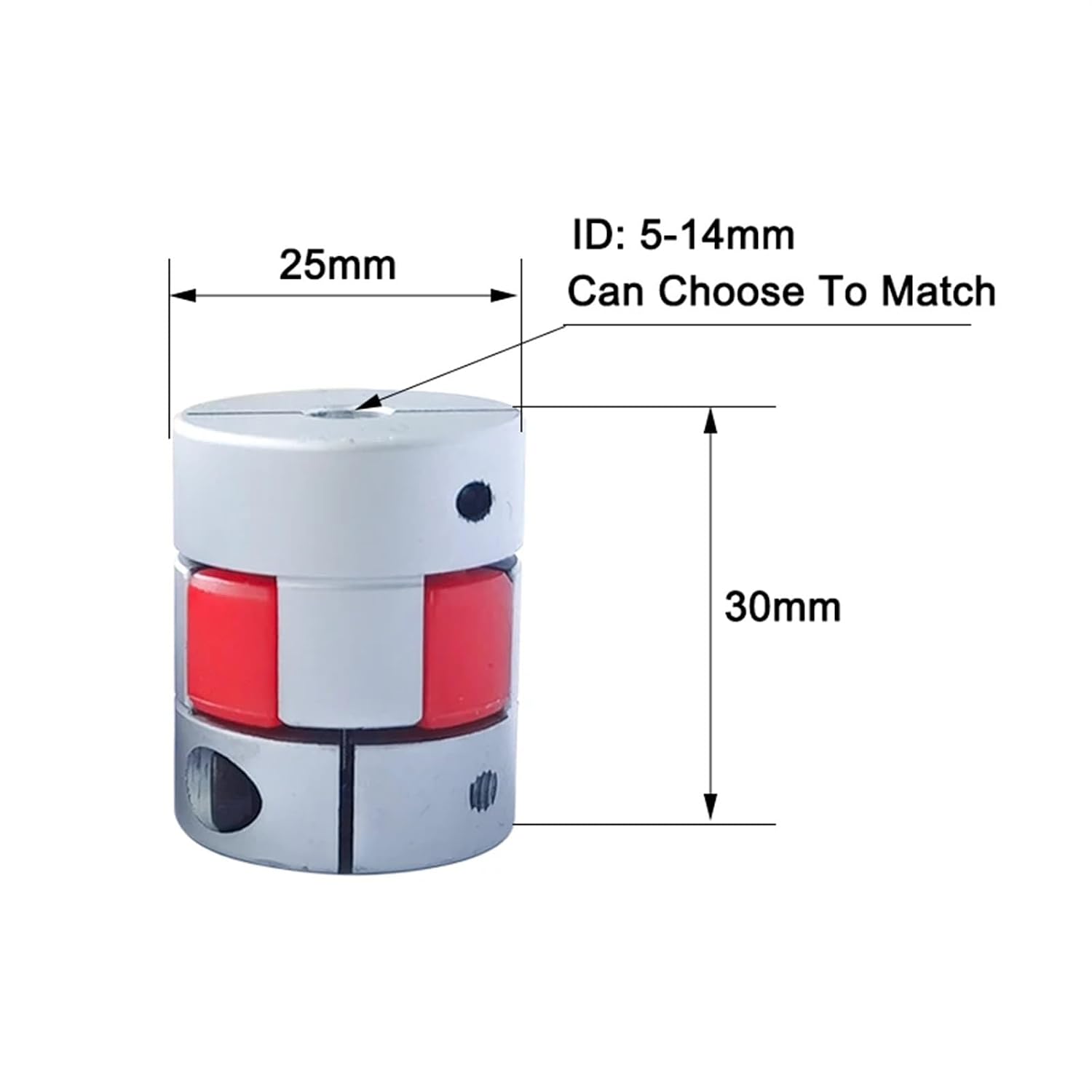 D25L30 Two-Jaw Shaft Coupler Aluminium Motor Flexible Shaft Coupling Connector Flexible Couples 5/6/6.35/8/9.25/10/12/14mm(8mm to 8mm)