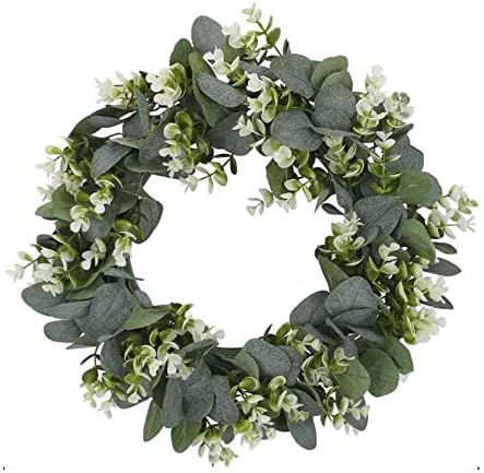 Artificial Topiary Wreath Eucalyptus Leaf Door Hanging Garland Wedding Decor 13"