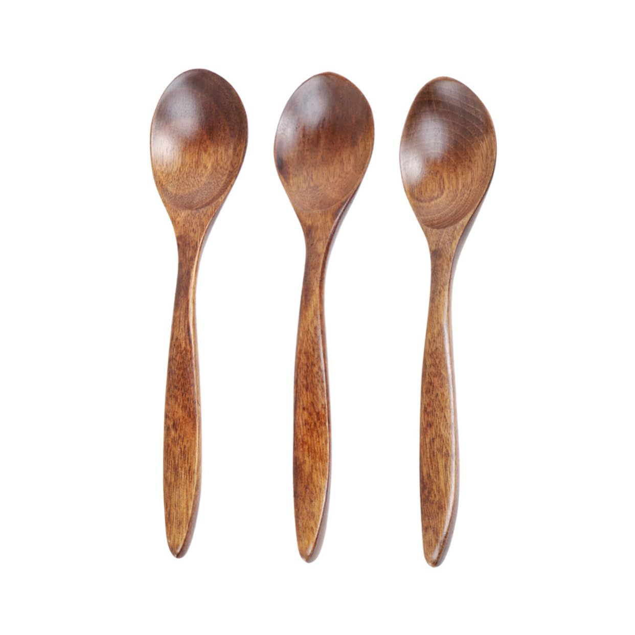 PRETYZOOM Handmade Short Handle Wooden Spoons Set of 3 Honey Sugar Seasoning Dipping Spoons