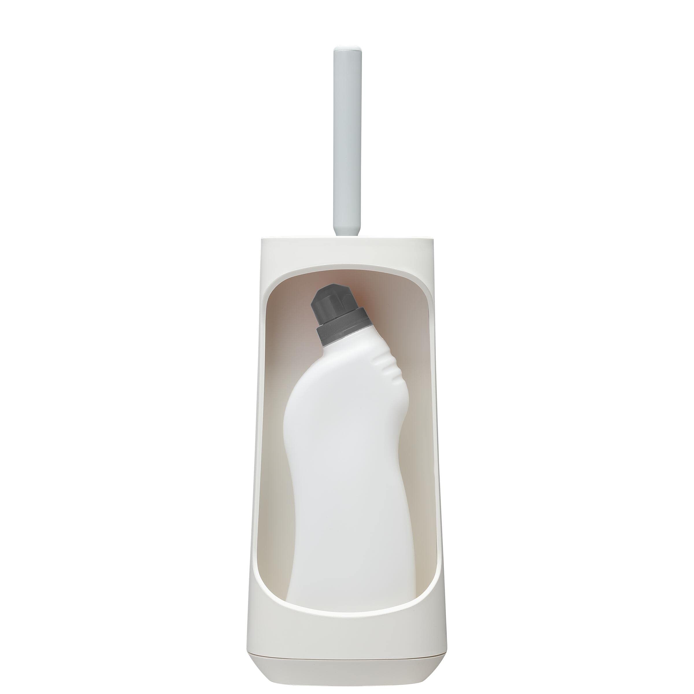 Tiger Tess, Escobillero con Capacidad de Almacenamiento Independiente y Swoop®, escobilla WC Flexible Blanco/Gris Claro, 187x145x454mm
