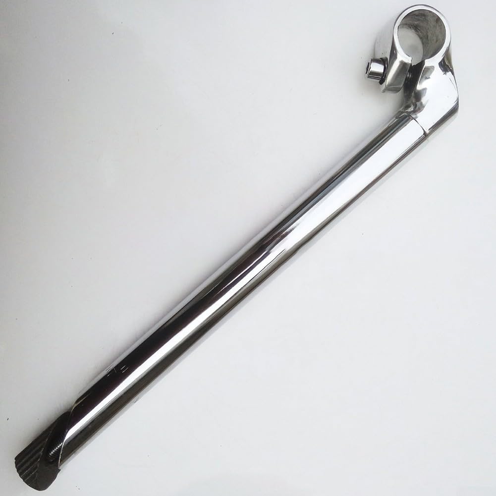 QOXEZY Attacco manubrio tradizionale vintage da 22,2 mm per bici da strada e a scatto fisso, in lega cromata, leggero, lunghezza 300 mm, componente essenziale per ciclismo