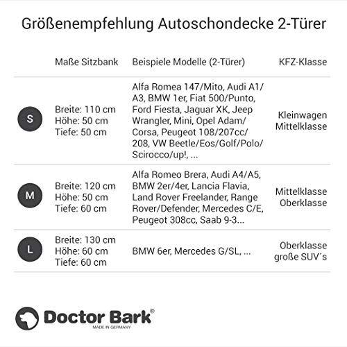 Doctor Bark gepolsterte Cabrio Autoschondecke All-Side Schutz - Rückbank, für alle Cabrios und Coupés, Gr. S Schwarz