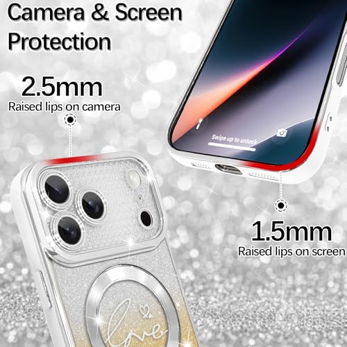 Image of ZIYE Magnetic Case Designed for iPhone 17 Pro Max Glitter Case-Sliver