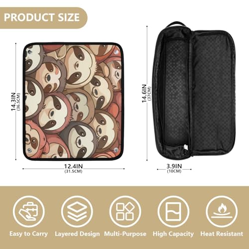 Organizador para herramientas de peinado, con patrón continuo de lindos animales perezosos, portátil con tapete resistente al calor para plancha alisadora, rizador y otras herramientas de peinado miniatura 4