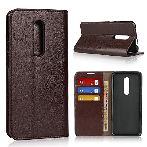 Sailortech OnePlus 7Pro Luxury Wallet Case, 1+ 7pro Genuine Leather Wallet Folio Flip Cover Case with Kickstand & Multiple Card Slots Shockproof Protective Cover for OnePlus7pro (6.67") -Dark Brown