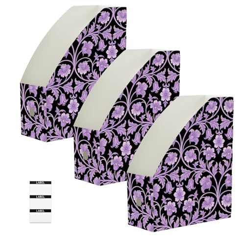 Boîte pour documents 22,9x30,5 cm range-revues fleurs violettes pour le bureau