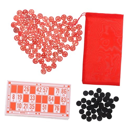 SUPVOX 1 Set Bingo Board Game Supplies Number Bingo Cards Chess Pieces for Boys and Girls Family Fun