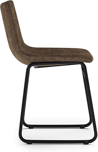 Miniatura 6 de SIMPLIHOME Warner - Silla de comedor moderna de mediados de siglo (juego de 2) en piel sintética vegana marrón envejecida, para el comedor Marrón