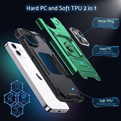 Coque iPhone 12 Mini DASFOND antichoc verte avec anneau de protection - 5
